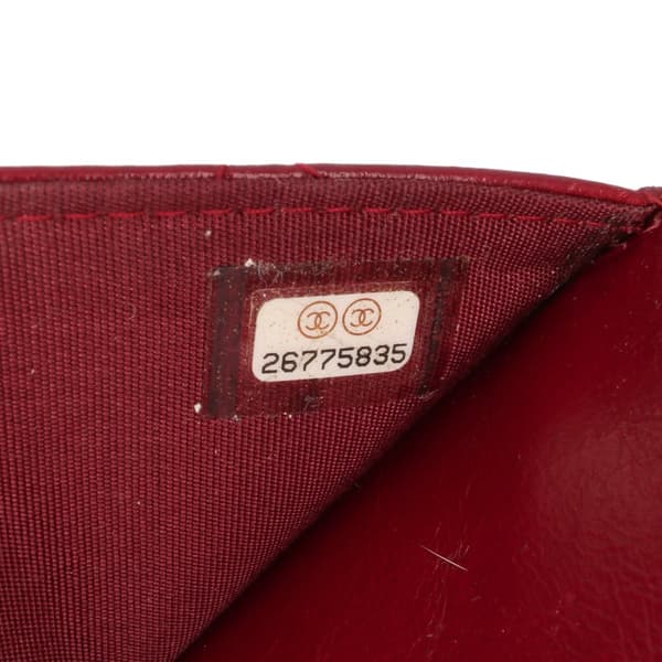 Pre-owned Chanel Stitched Goatskin Golden CC Wallet On Chain Red