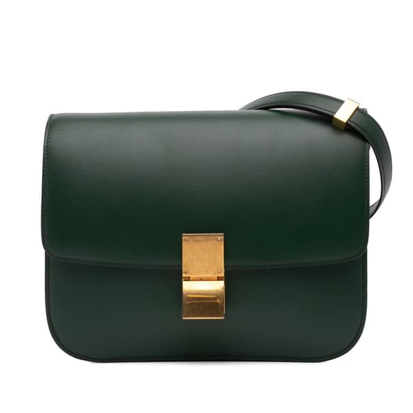 Pre-owned Celine Medium Calfskin Classic Box Green
