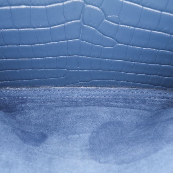 Pre-owned Saint Laurent Medium Croc Embossed Monogram Sunset Bag Blue