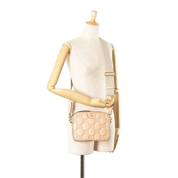 Pre-owned Gucci Small GG Matelasse Leather Crossbody Brown