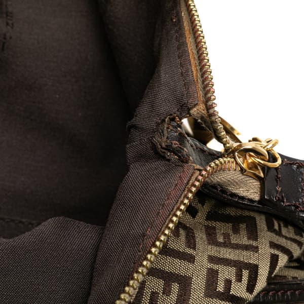 Pre-owned Fendi Zucchino Canvas Crossbody Brown