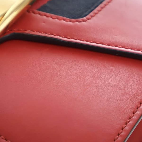 Pre-owned Gucci Mini Leather Sylvie Chain Crossbody Red