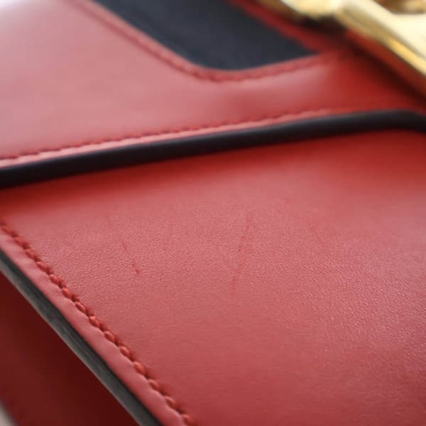 Pre-owned Gucci Mini Leather Sylvie Chain Crossbody Red