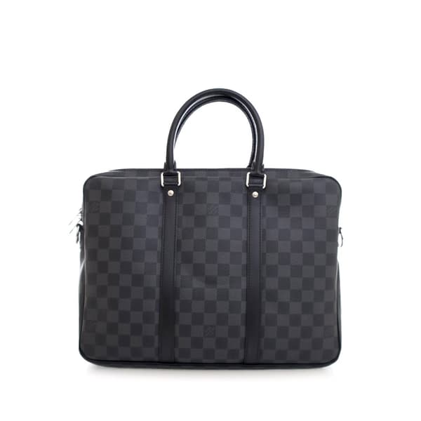 Pre-owned Louis Vuitton Damier Graphite Porte Documents Voyage  PM Black