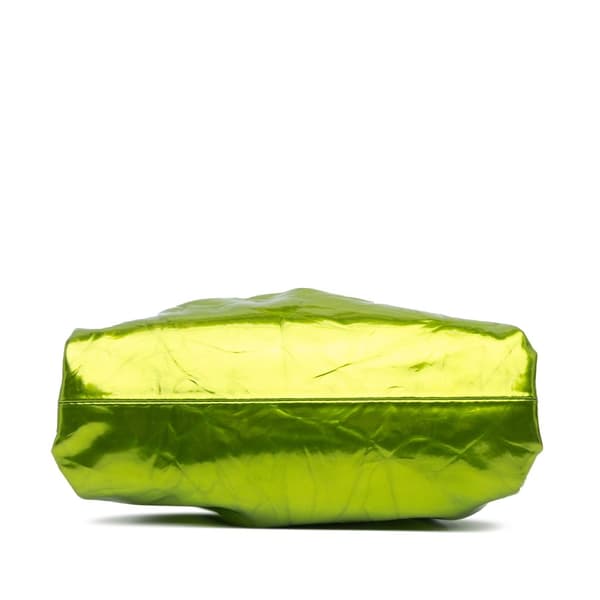 Pre-owned Bottega Veneta Metallic Crushed Calfskin The Mini Pouch Green