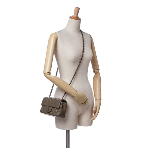 Pre-owned Chanel Mini Rectangular Classic Caviar Single Flap Brown