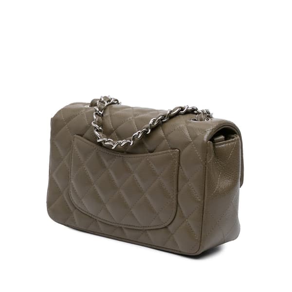 Pre-owned Chanel Mini Rectangular Classic Caviar Single Flap Brown