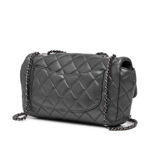 Pre-owned Chanel Small Iridescent Calfskin CC Eyelet Flap Gray