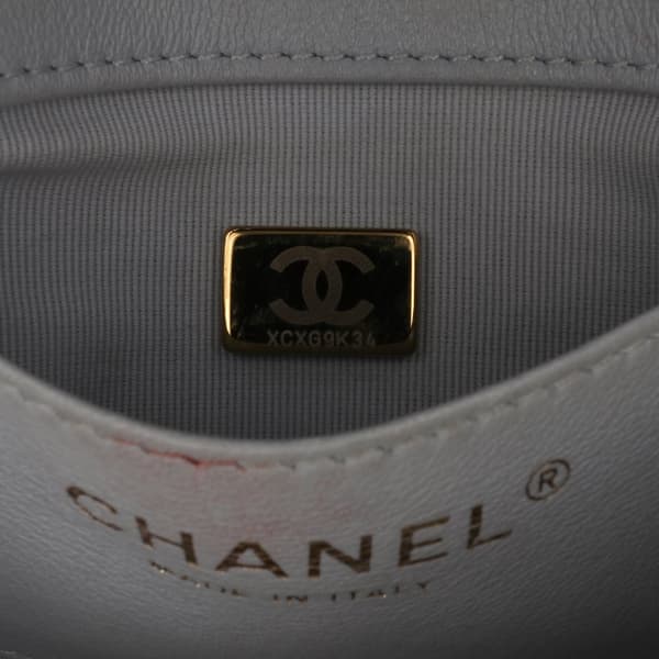 Pre-owned Chanel Mini Calfskin Chain Around Flap Gray