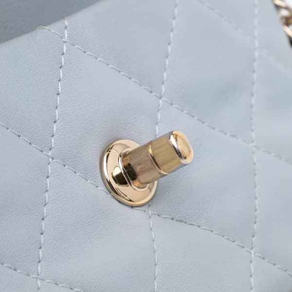 Pre-owned Chanel Mini Calfskin Chain Around Flap Gray
