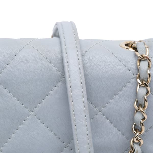 Pre-owned Chanel Mini Calfskin Chain Around Flap Gray