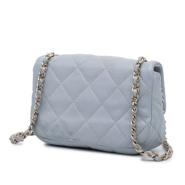 Pre-owned Chanel Mini Calfskin Chain Around Flap Gray