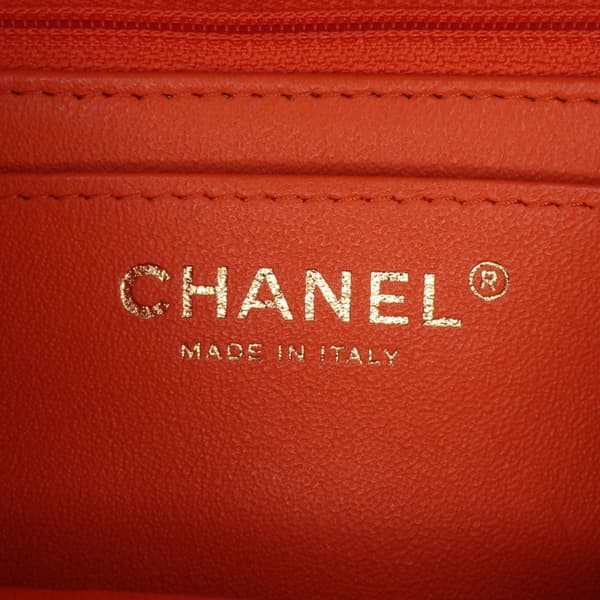 Pre-owned Chanel Mini Square Classic Lambskin Single Flap Orange