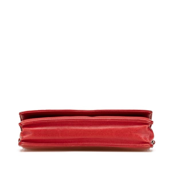 Pre-owned Chanel CC Calfskin Wallet On Chain Red