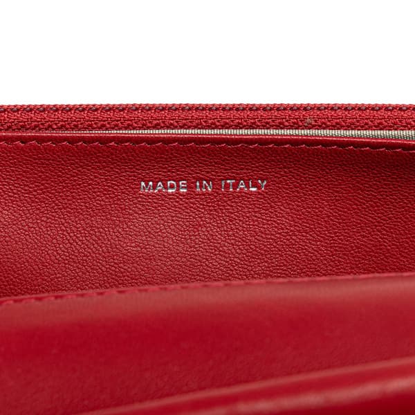 Pre-owned Chanel CC Calfskin Wallet On Chain Red