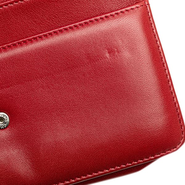 Pre-owned Chanel CC Calfskin Wallet On Chain Red