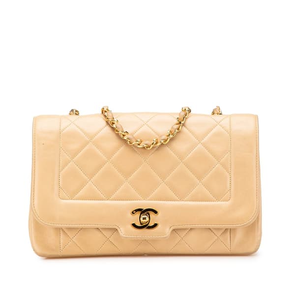 Pre-owned Chanel Medium Lambskin Diana Full Flap Brown