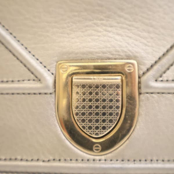 Pre-owned Dior Medium Metallic Calfskin Diorama Flap Gold