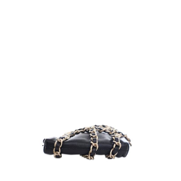 Pre-owned Chanel Lambskin Tech Me Out Clutch With Chain Black