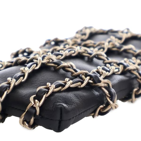 Pre-owned Chanel Lambskin Tech Me Out Clutch With Chain Black