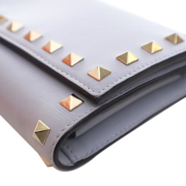 Pre-owned Valentino Leather Rockstud Wallet on Chain Blue