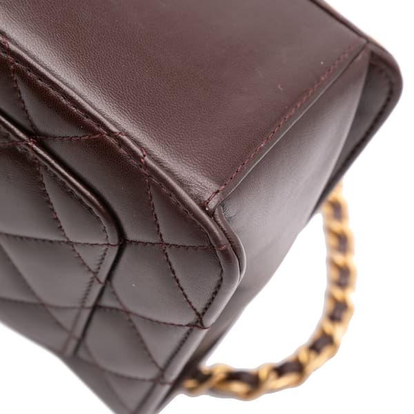 Pre-owned Chanel Mini Quilted Shiny Lambskin Single Flap Red