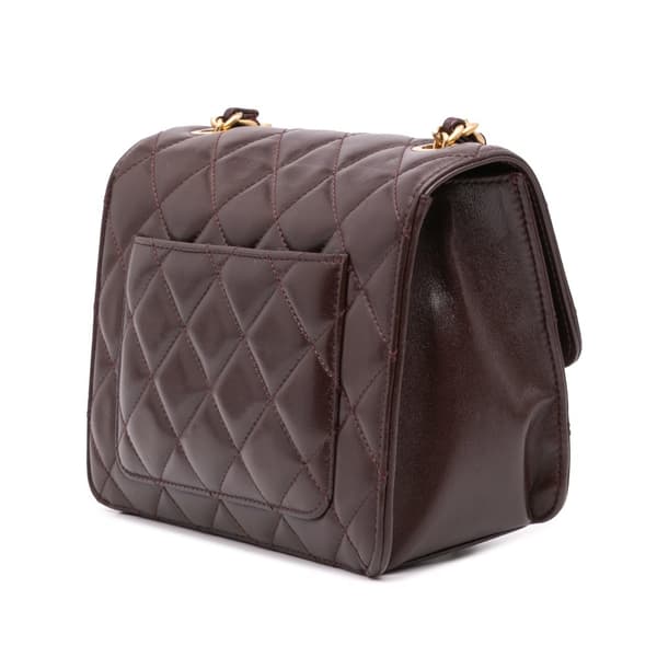 Pre-owned Chanel Mini Quilted Shiny Lambskin Single Flap Red