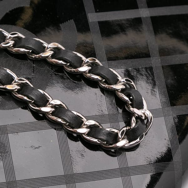 Pre-owned Chanel CC Patent Diamond Wallet On Chain Black
