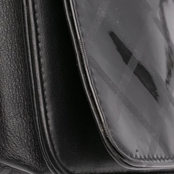 Pre-owned Chanel CC Patent Diamond Wallet On Chain Black