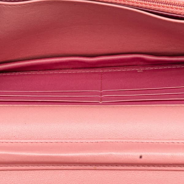 Pre-owned Chanel Embossed Lambskin Camellia Wallet On Chain Pink