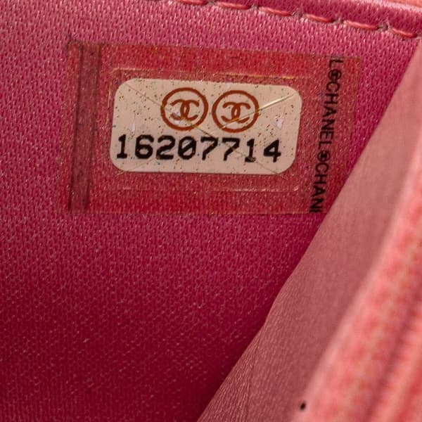 Pre-owned Chanel Embossed Lambskin Camellia Wallet On Chain Pink
