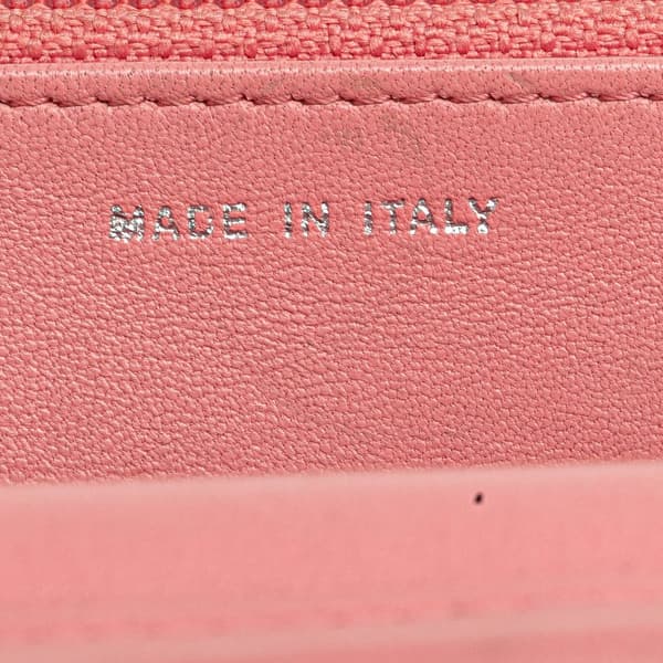 Pre-owned Chanel Embossed Lambskin Camellia Wallet On Chain Pink