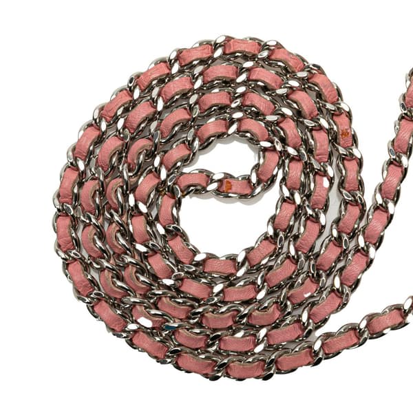 Pre-owned Chanel Embossed Lambskin Camellia Wallet On Chain Pink