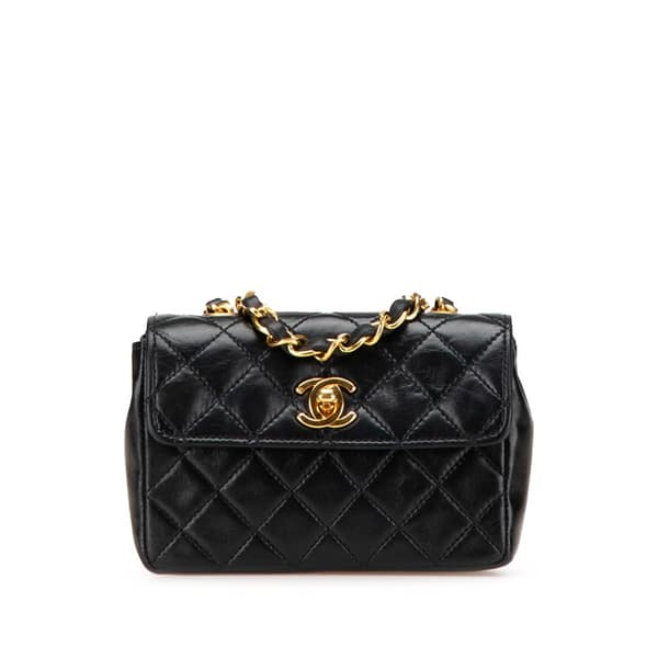 Pre-owned Chanel Mini CC Quilted Lambskin Flap Black