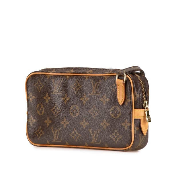 Pre-owned Louis Vuitton Monogram Pochette Marly Bandouliere Brown