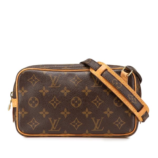 Pre-owned Louis Vuitton Monogram Pochette Marly Bandouliere Brown