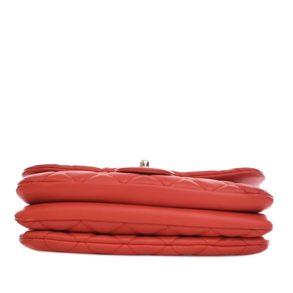 Pre-owned Chanel Small Quilted Lambskin 3 Flap Red