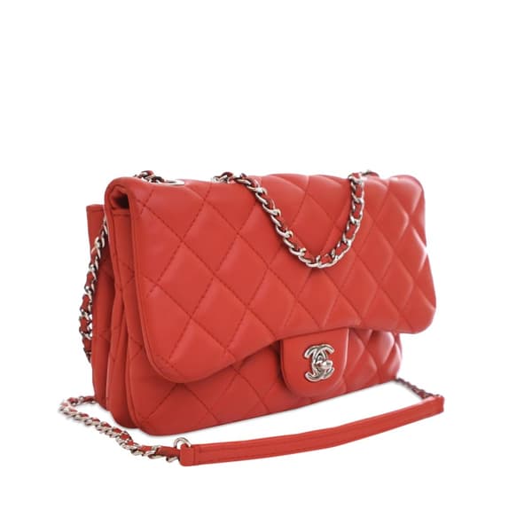 Pre-owned Chanel Small Quilted Lambskin 3 Flap Red