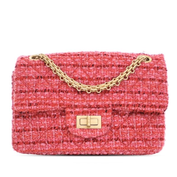 Pre-owned Chanel Mini Reissue 2.55 Tweed Single Flap 224 Pink