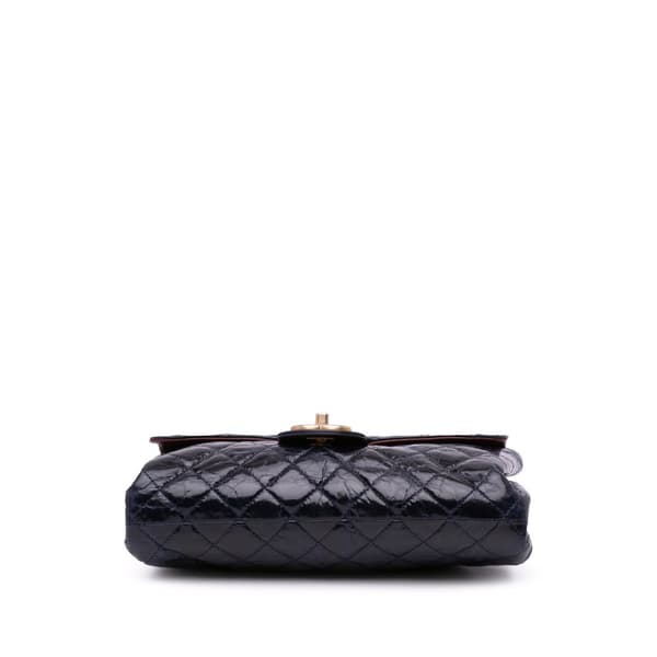 Pre-owned Chanel CC Crackled Glazed Calfskin Accordion Flap Blue