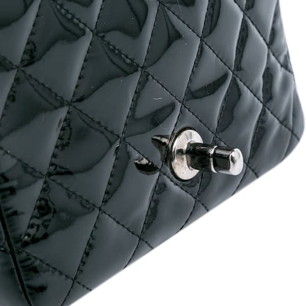 Pre-owned Chanel Mini Square Classic Patent Single Flap Black