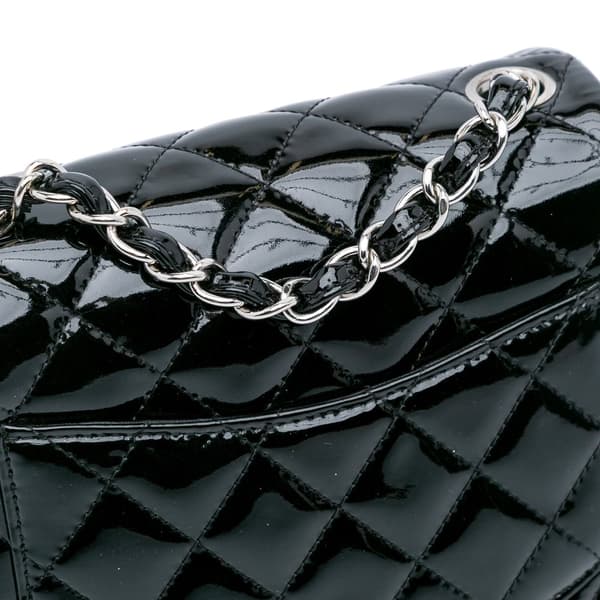 Pre-owned Chanel Mini Square Classic Patent Single Flap Black