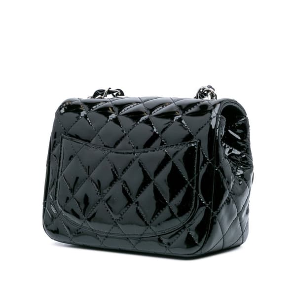 Pre-owned Chanel Mini Square Classic Patent Single Flap Black