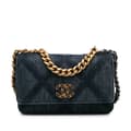 Miniatyrbilde 1 av 10: Pre-owned Chanel Denim Stitched 19 Flap Wallet On Chain Blue