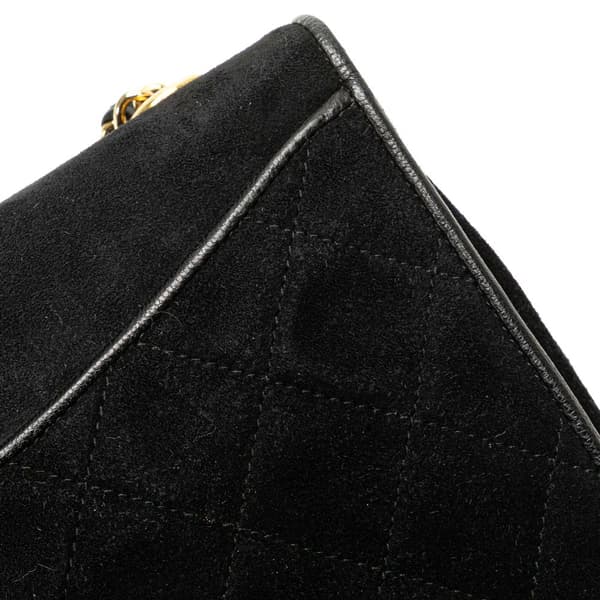 Pre-owned Chanel Small CC Quilted Suede Chain Crossbody Black