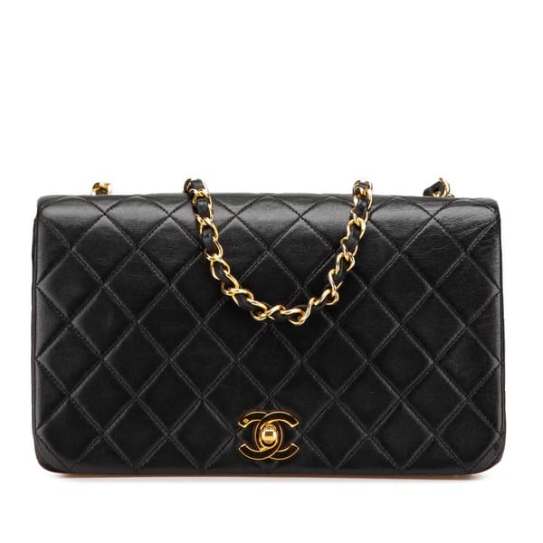 Pre-owned Chanel CC Quilted Lambskin Full Flap Black