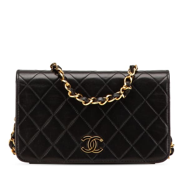 Pre-owned Chanel Mini CC Quilted Lambskin Full Flap Black