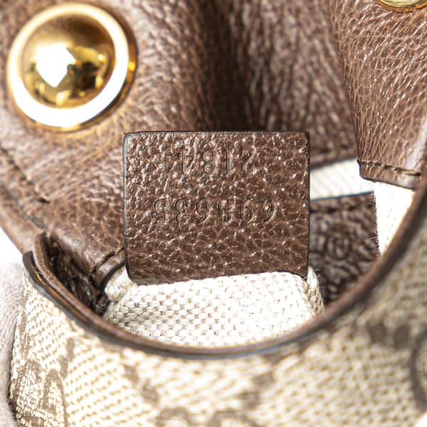 Pre-owned Gucci GG Supreme Blondie Card Case on Strap Brown