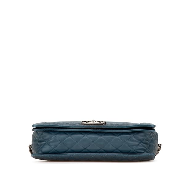 Pre-owned Chanel Medium Calfskin Boy Reverso Flap Blue