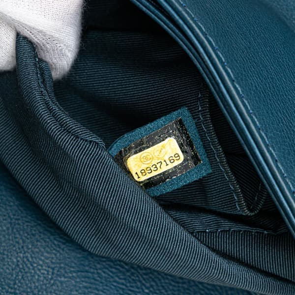 Pre-owned Chanel Medium Calfskin Boy Reverso Flap Blue